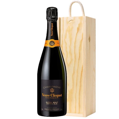 Veuve Clicquot Extra Brut Extra Old Champagne 75cl In Pine Wooden Gift Box